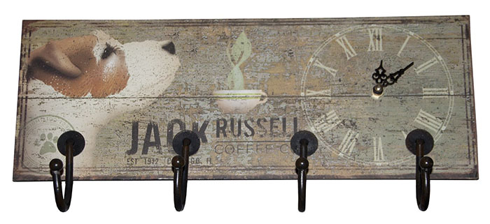 Jack Russel Wall Hanger With Clock - Click Image to Close